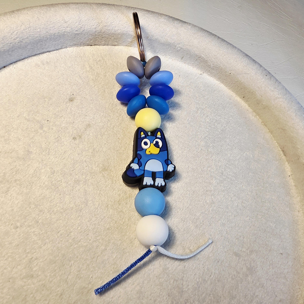 Bluey Inspired Silicone Keychain | Kids Bag Charm | Beaded Backpack Charm | Cute Kids Keyring | School Bag Accessory