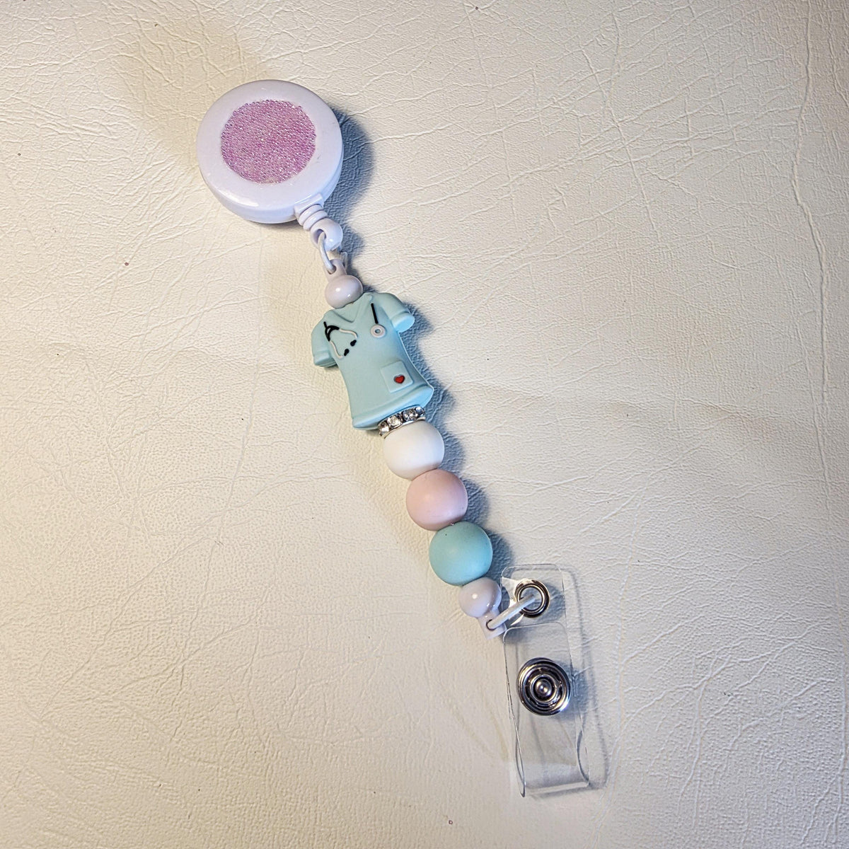 Pastel Nurse Badge Reel | Silicone Bead ID Holder | Retractable Lanyard | Cute Nurse Gift