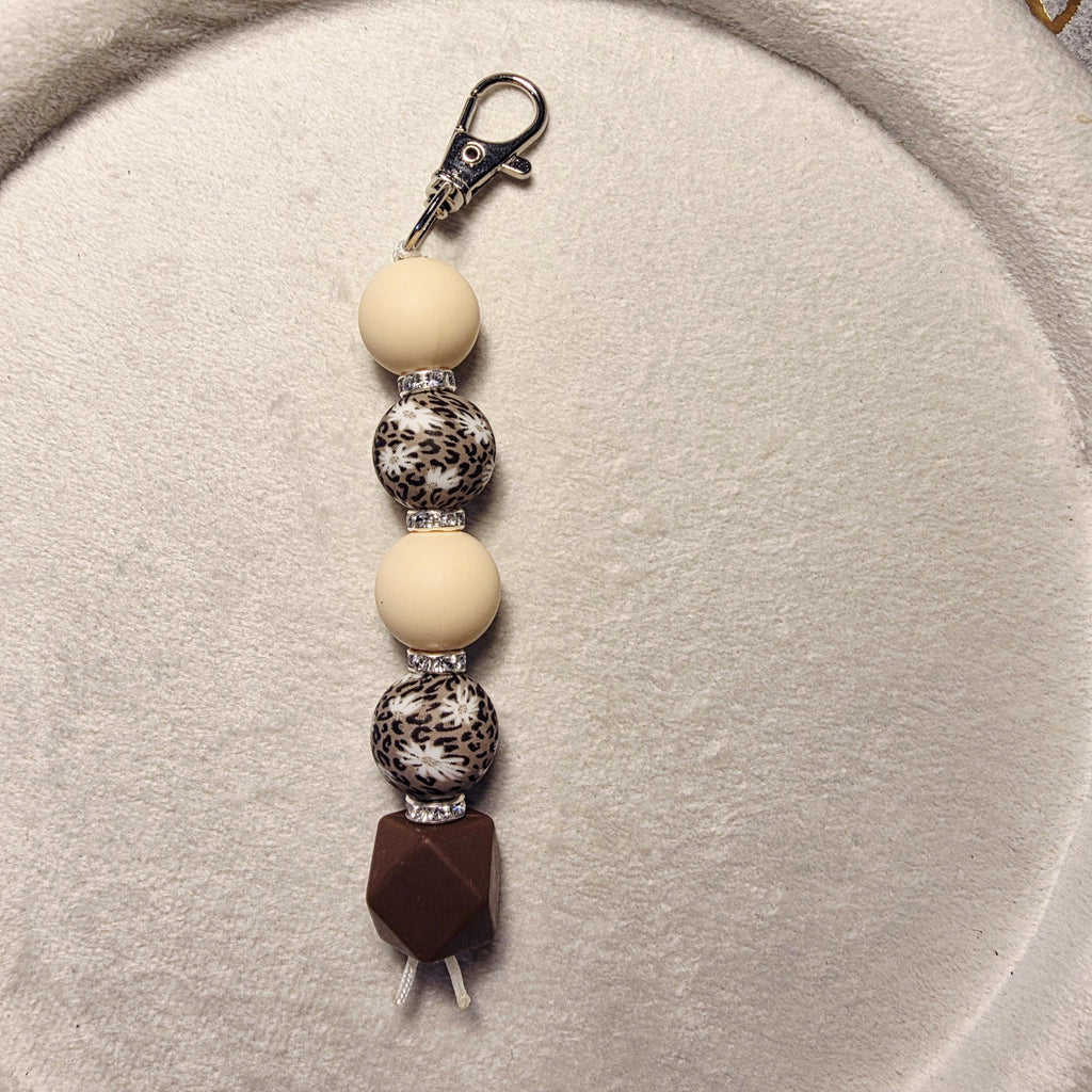 Mocha Floral Silicone Bead Keychain | Handmade in Australia