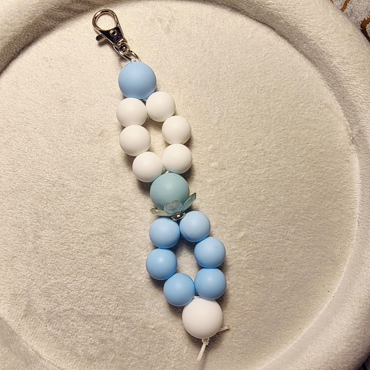 Blue Skies Lotus Silicone Bead Keychain | Handmade in Australia
