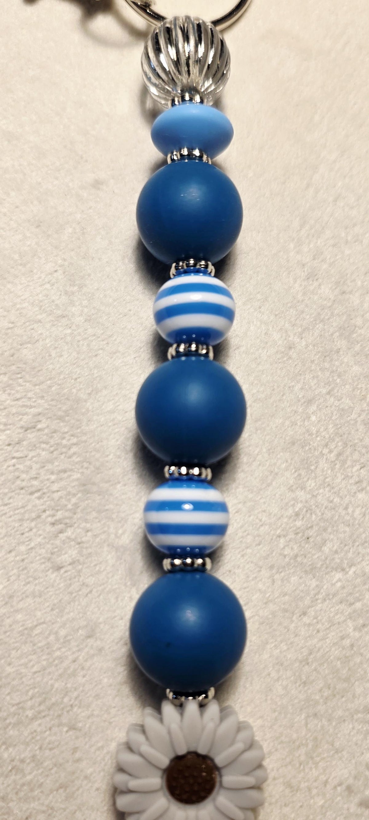Blue Teal Tide Daisy Silicone Bead Keychain | Handmade in Australia