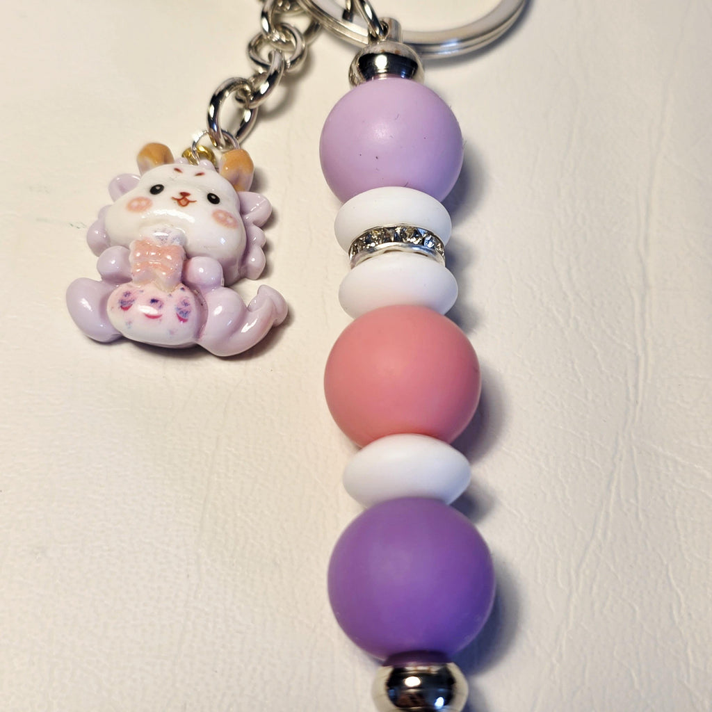 Pastel Dragon Beaded Keychain | Kawaii Keyring | Handmade School Bag Charm | Sweet Gift for Kids & Teens