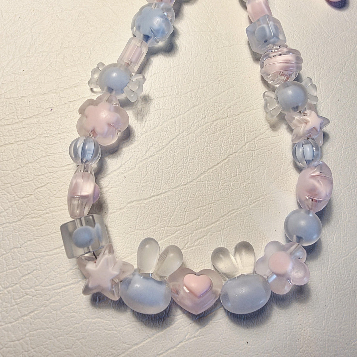 Pastel Beaded Phone or Bag Charm | Blue Pink Hearts, Stars, Flowers | Handmade Wrist Strap