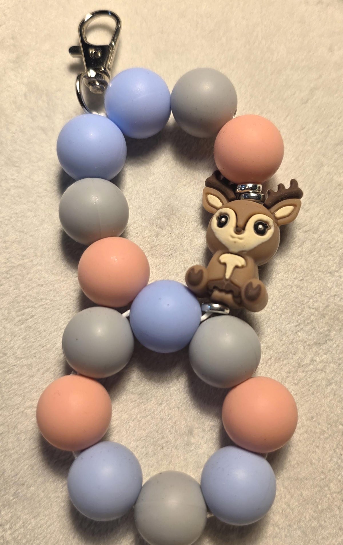 Woodland Deer Silicone Bead Keychain