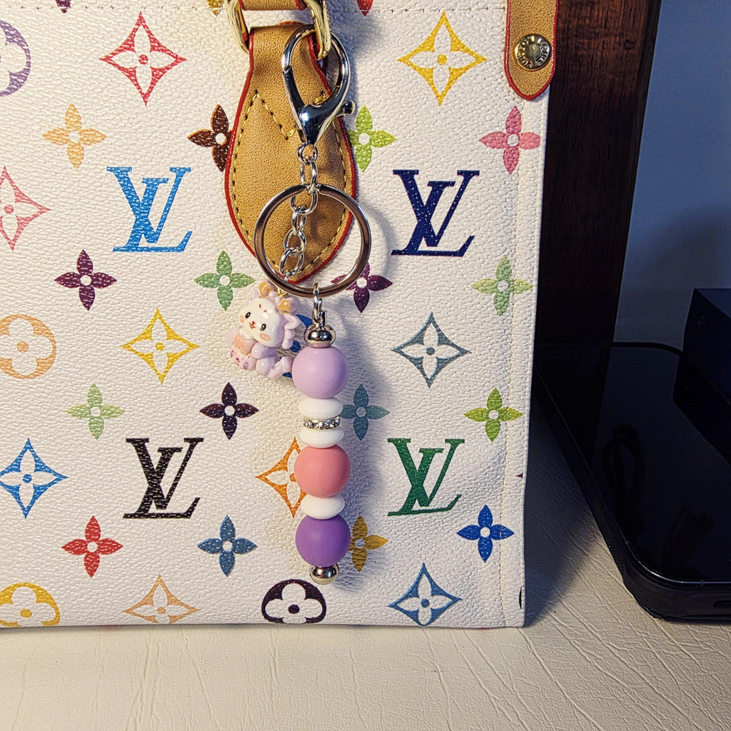 Pastel Dragon Beaded Keychain | Kawaii Keyring | Handmade School Bag Charm | Sweet Gift for Kids & Teens