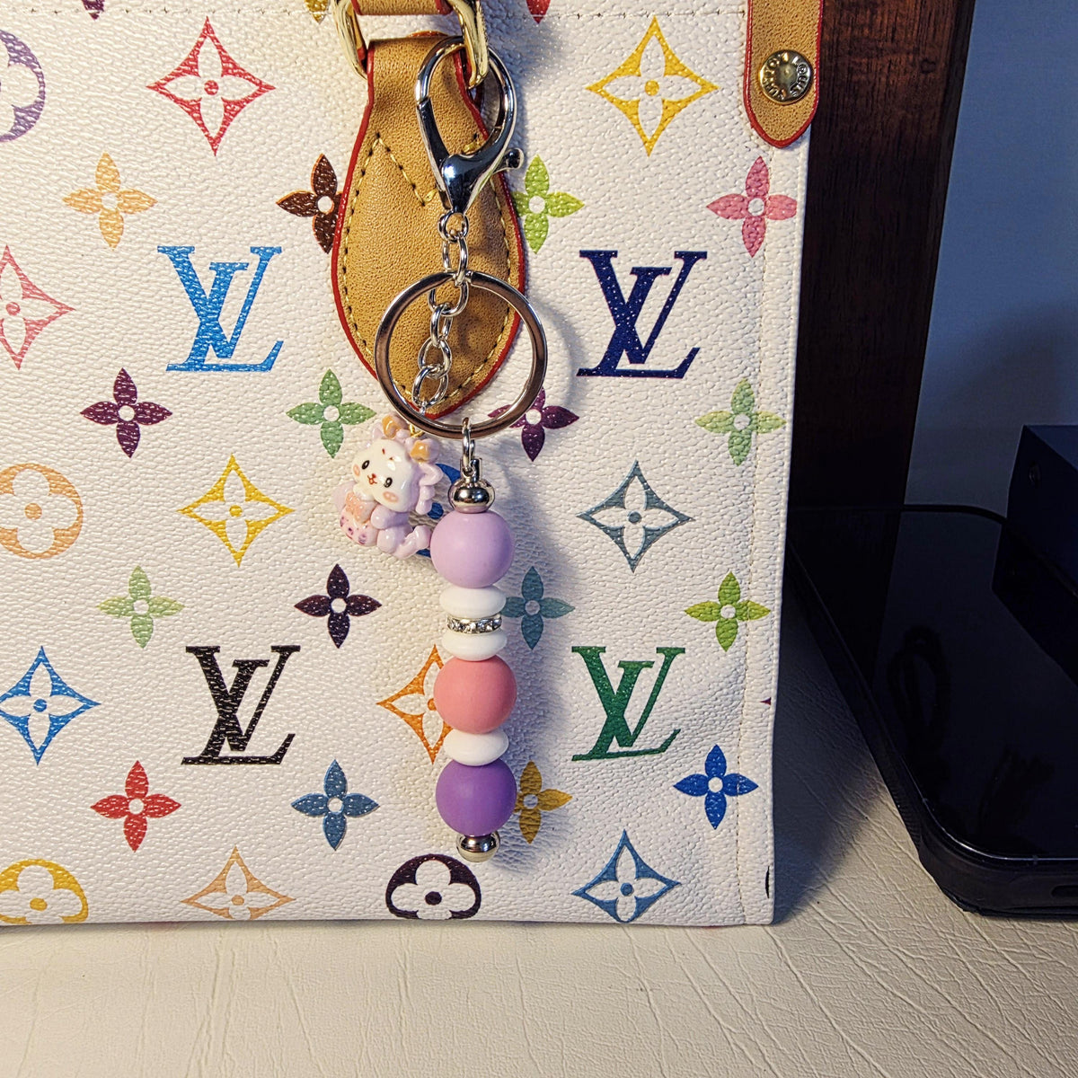 Pastel Dragon Beaded Keychain | Kawaii Keyring | Handmade School Bag Charm | Sweet Gift for Kids & Teens