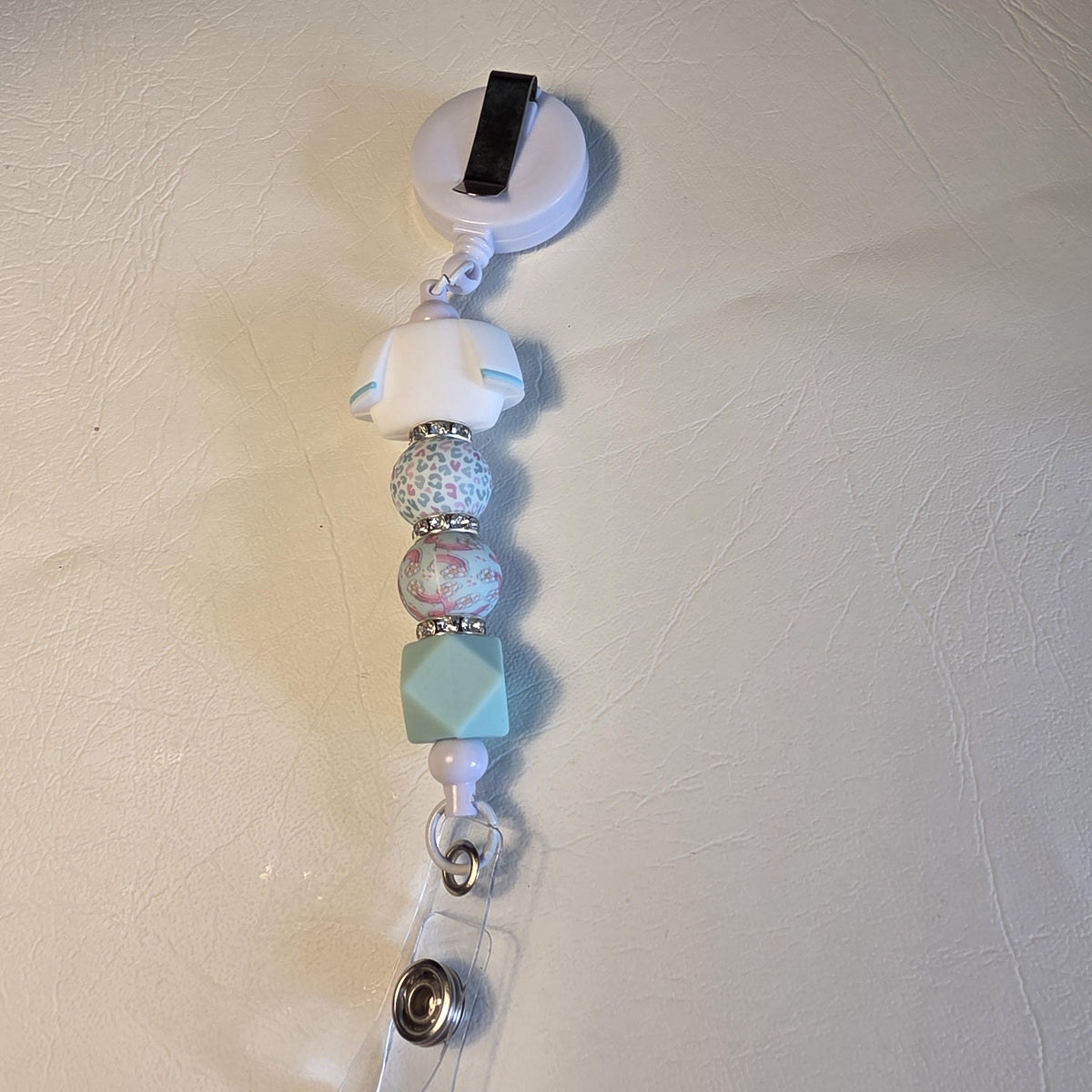Mint Nurse Badge Reel | Silicone Bead ID Holder | Retractable Lanyard | Cute Healthcare Gift