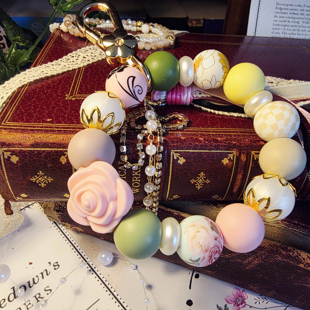 Penelope Statement Bag Charm | Pink Pearl| Romantic Regency Style Charm | Bridgerton Inspired Accessory | Handmade Keychain Gift