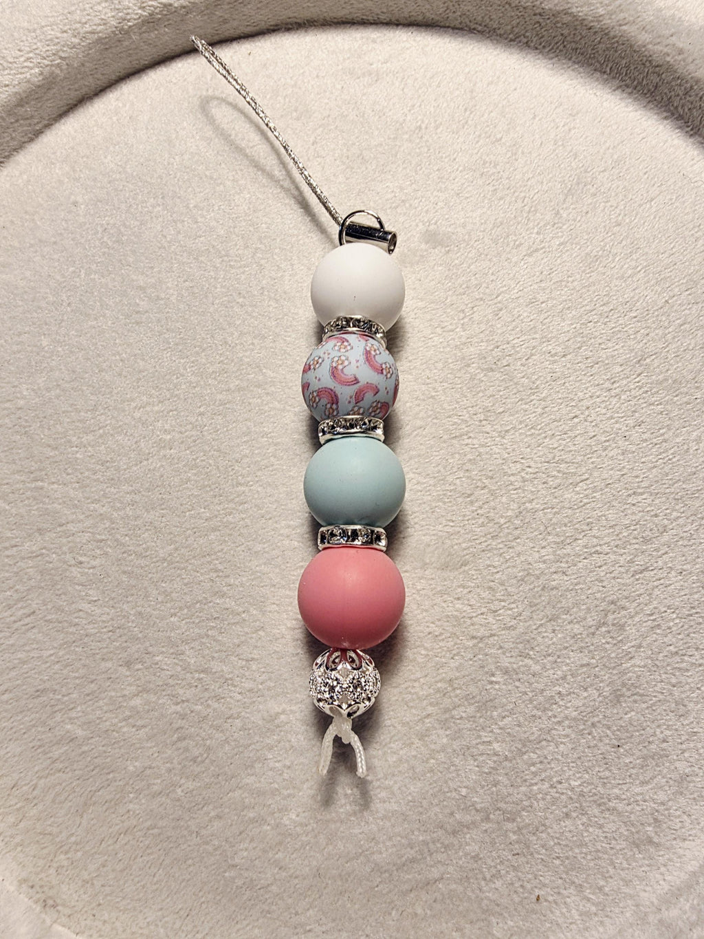 Floral silicone bead key, bag, drink bottle charm