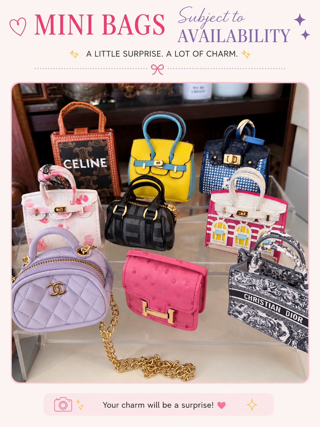 Personalised Classic Mini Bag & Charm