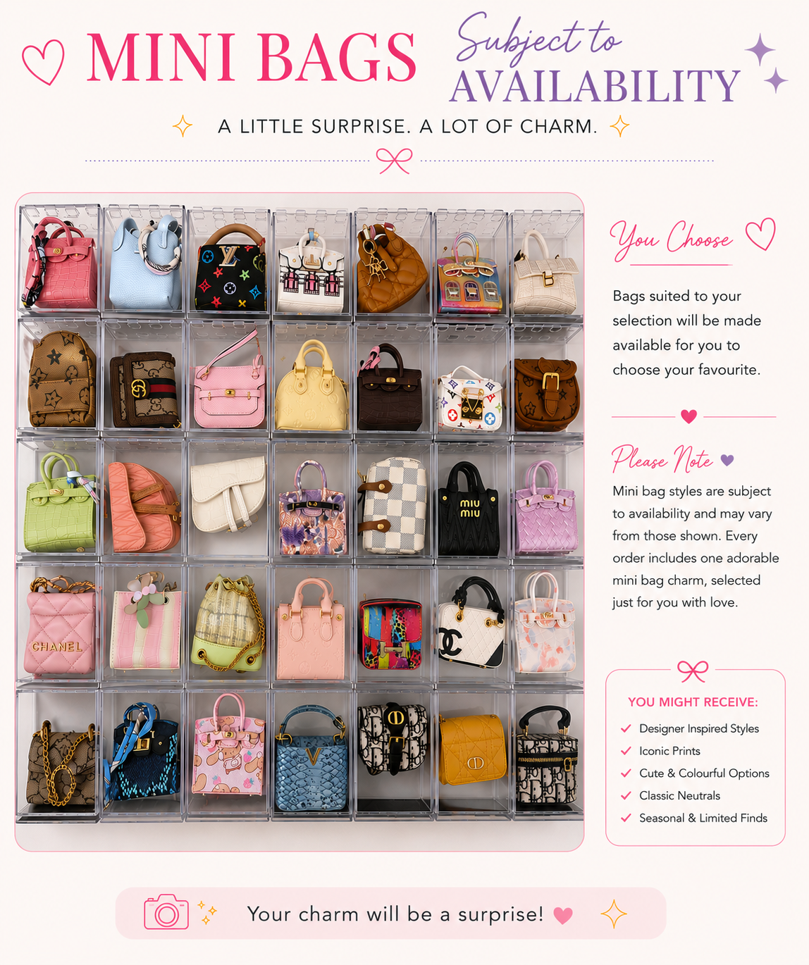Personalised Classic Mini Bag & Charm